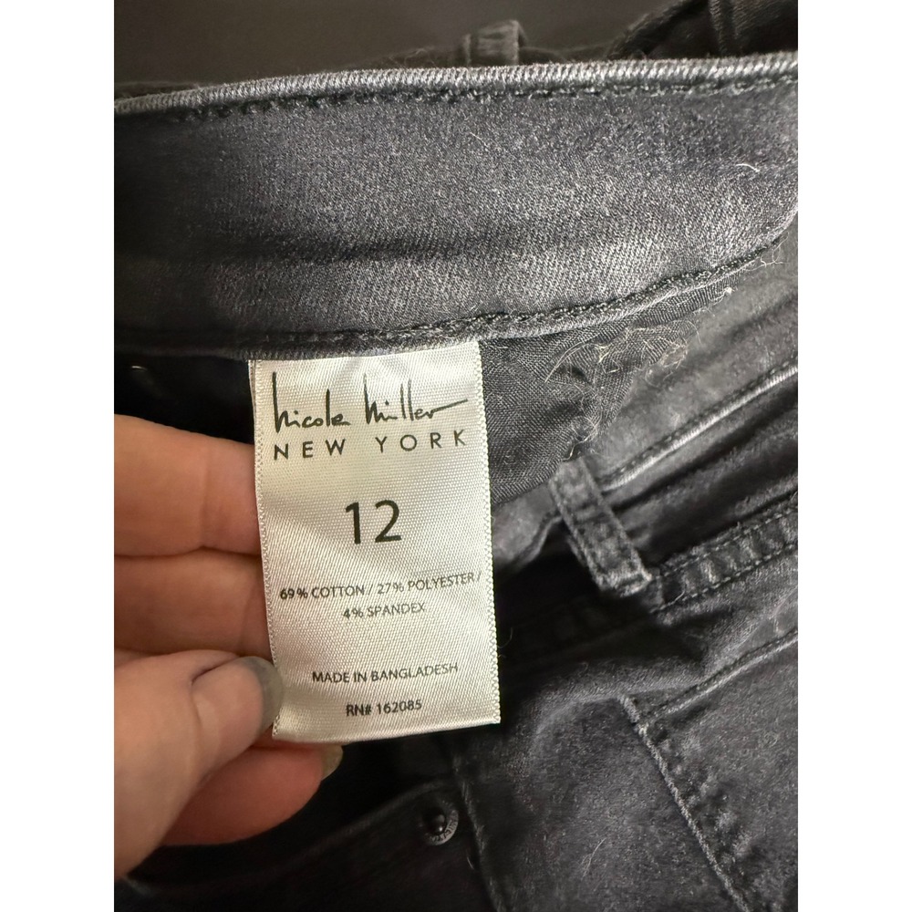 Nicole Miller Soho High Rise Skinny Boot Jeans Black Ankle Zip Size 12 - Picture 4 of 8